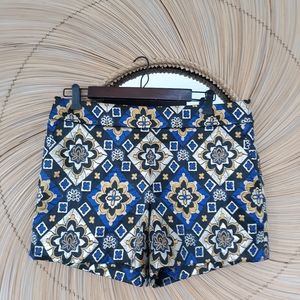 Embroidered gold blue & black highwaisted shorts